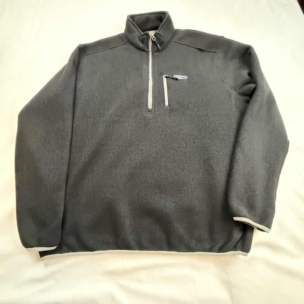Bills Khakis Men's 1/4‎ Zip Pullover Fleece Size XL Black With Gray Trim